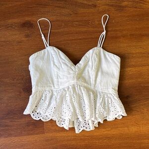 Selfie Leslie White Eyelet Cropped Camisole - M